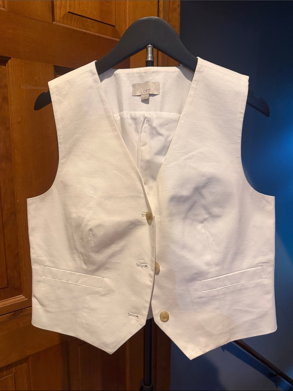 LOFT White Structured Button-Front Vest